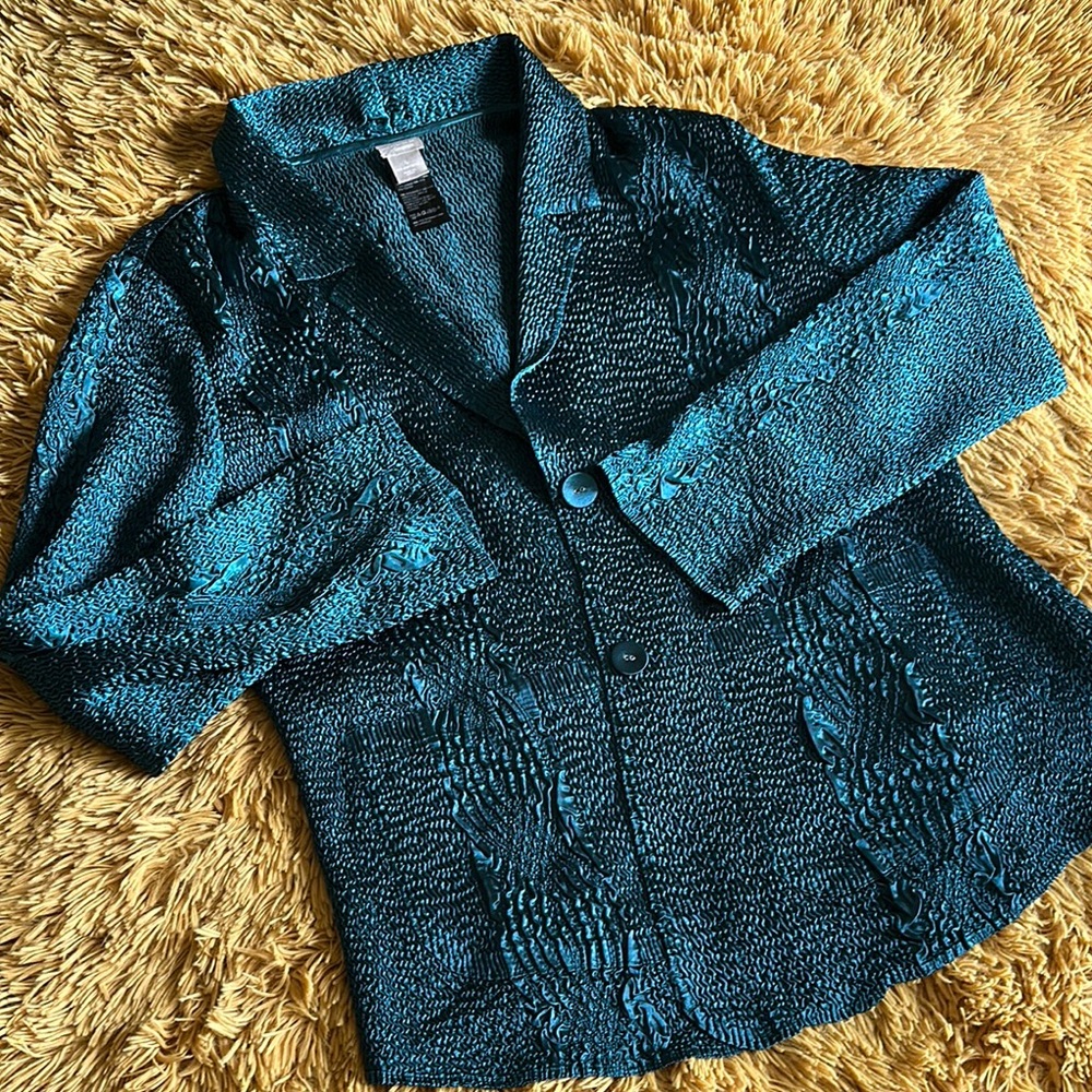 VTG Silky Textured Chicos Timeless Button Up Shirt